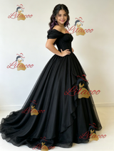 Black Tulle Off the Shoulder Quinceanera Dress