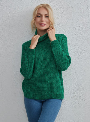Pure Color Simple Fashion Turtle Neck Sweater