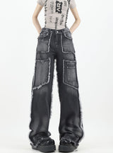 Street Retro Straight Wide-leg Jeans