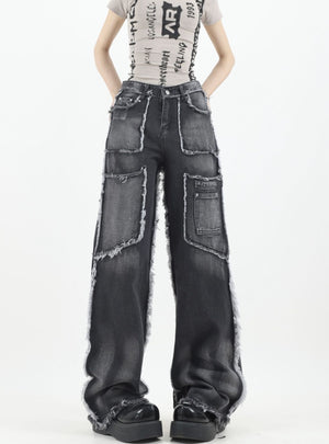 Street Retro Straight Wide-leg Jeans