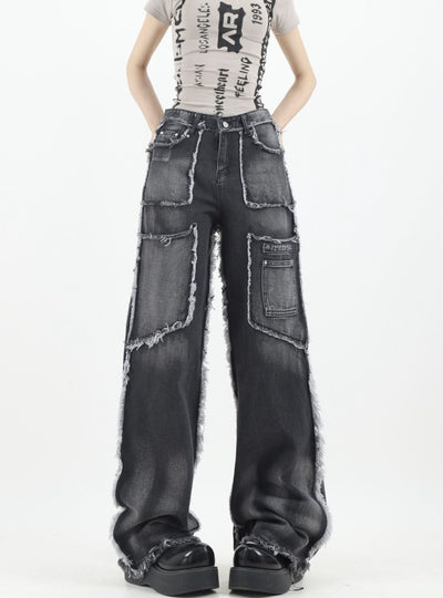 Street Retro Straight Wide-leg Jeans