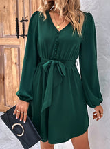 Solid Color Long Sleeve Dress