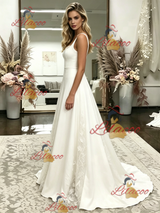 White Straps Appliques Wedding Dress