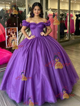 Purple Tulle Off the Shoulder Quinceanera Dress