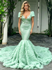 Green Mermaid V-neck Prom Dress