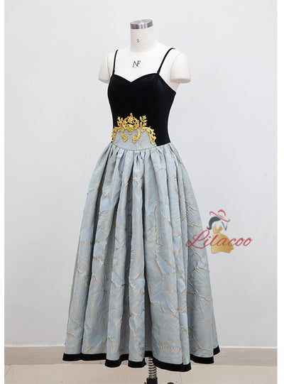 Women Black Straps Banquet Dress