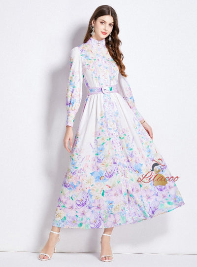 Retro Palace Long Sleeve Printed Dress