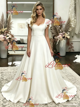 Fashion White Straps Wedding Dress