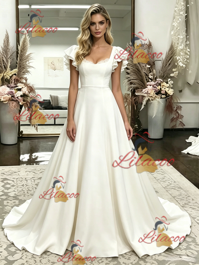 Fashion White Straps Wedding Dress