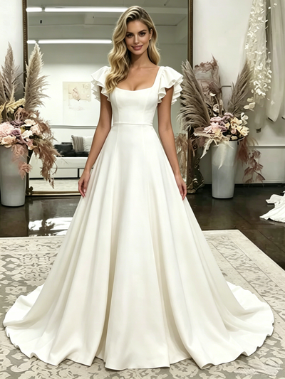 Fashion White Straps Wedding Dress