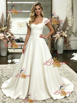 Fashion White Straps Wedding Dress