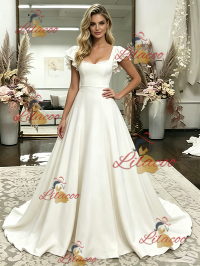 Fashion White Straps Wedding Dress