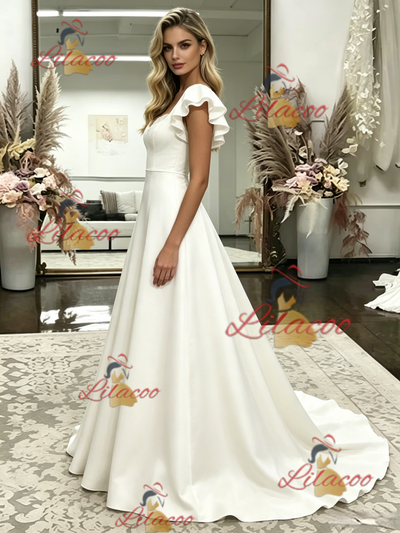 Fashion White Straps Wedding Dress