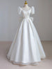 White Organza Puff Sleeve Bow Wedding Dress