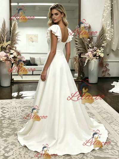 Fashion White Straps Wedding Dress