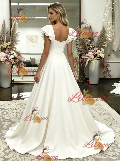 Fashion White Straps Wedding Dress