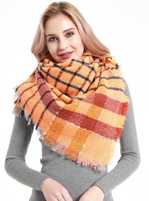 Polyester Square Plaid Scarf