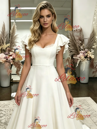 Fashion White Straps Wedding Dress
