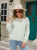 Round Neck Openwork Pullover Sweater