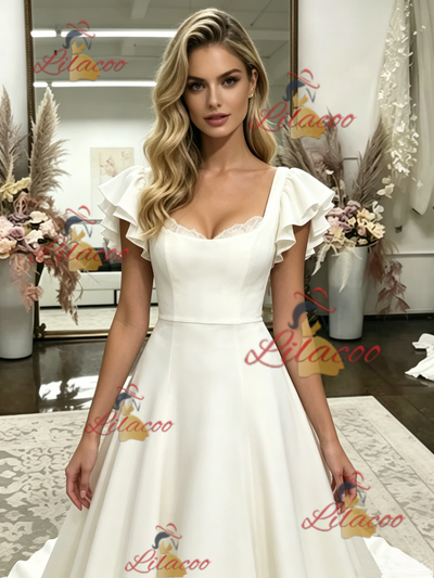 Fashion White Straps Wedding Dress