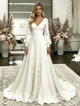 White Straps Appliques Wedding Dress