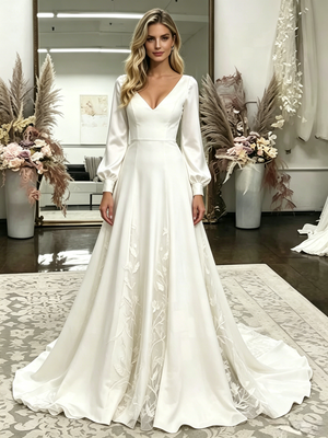 White Straps Appliques Wedding Dress