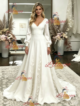 White Straps Appliques Wedding Dress