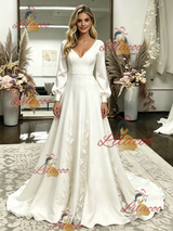 White Straps Appliques Wedding Dress