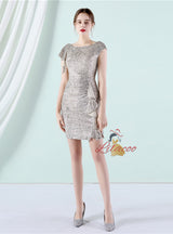 Sequins Cap Sleeve Short Sleeve Prom Dress