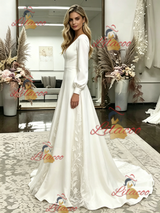 White Straps Appliques Wedding Dress