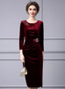 Burgundy Velvet Beading Mother Of The Bride Dress