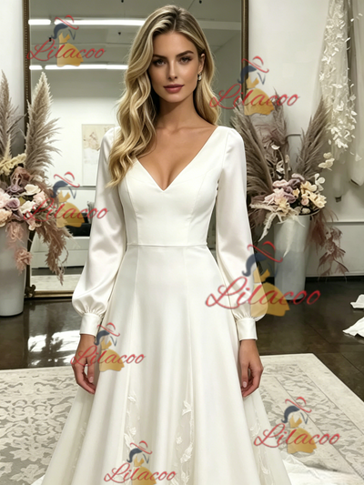 White Straps Appliques Wedding Dress