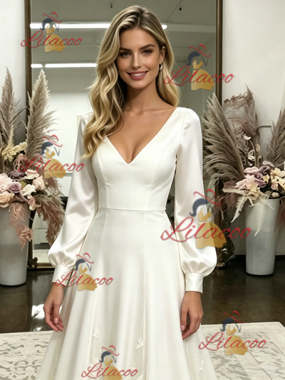 White Straps Appliques Wedding Dress