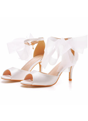 Fish Mouth Bow Stiletto Heels Sandals