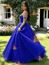Royal Blue Tulle Sequins Beading Quinceanera Dress