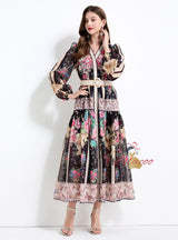 Palace Style Printed Long Dress
