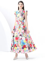 Retro Palace Printed Breasted Dress