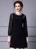 Black Long Sleeve Crystal Mother Of The Bride Dress