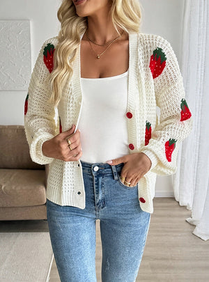 Leisure Strawberry Jacquard Sweater
