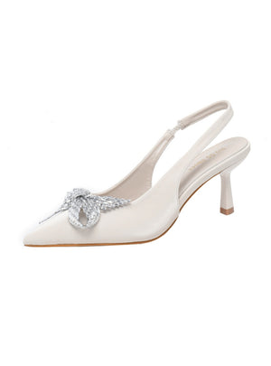 Pointed Stilettos Rhinestone Bow Sandals