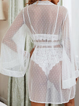 Lace Mesh Suspender Nightdress Suit