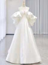 White Satin Sweetheart Wedding Dress
