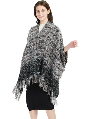 Plaid Split Thick Warm Scarf Cloak