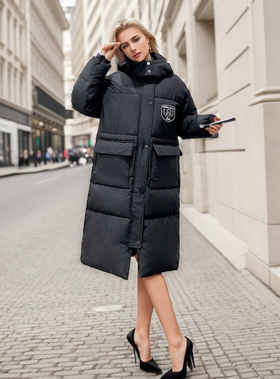 Hooded Down Long Cotton-padded Jacket