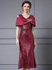 Burgundy Mermaid Sequins Mother of the Bride Dress