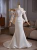 White Mermaid Long Sleeve Lace Wedding Dress