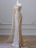 Gold Mermaid Sequins One Shoulder Split Prom Dress
