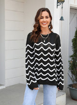 Long Sleeve Spliced Hollow Pullover Sweater