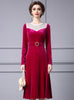 Fuchsia Velvet Long Sleeve Mother Of The Bride Dress