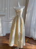 Yellow Satin Spaghetti Straps Bow Prom Dress